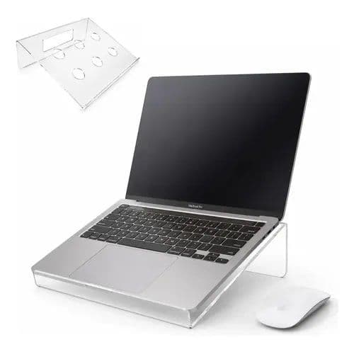 Base Suporte Ergonômico Acrílico Para Notebook Home Office Cristal