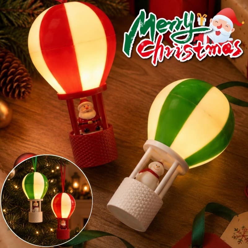 2-1Pc Lâmpada De Vela De Balão De Ar Quente De Natal-Ornamento Brilhante De Mesa-Luz Noturna LED-Pingente Pendurado De P