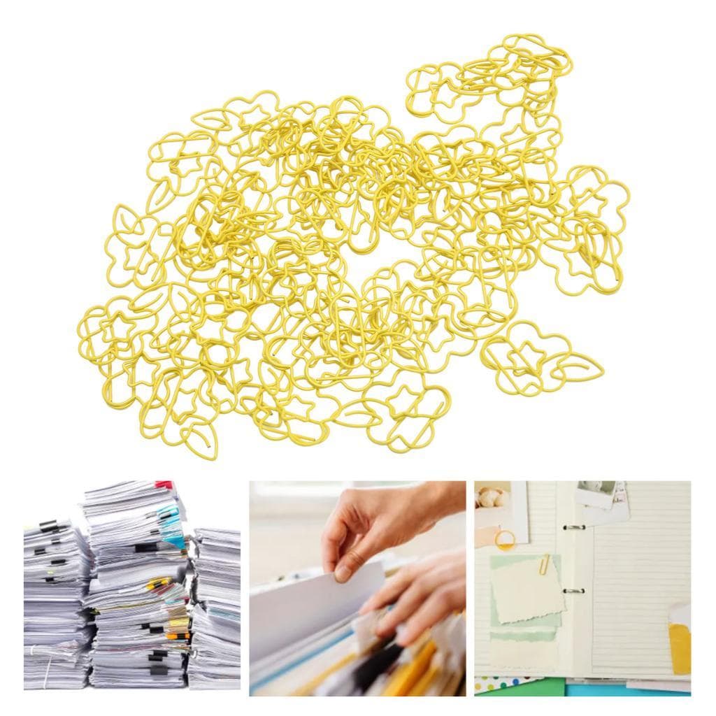 45pcs clipes de papel multiuso conjunto de metal em forma de flor para classificação de documentos amarelo