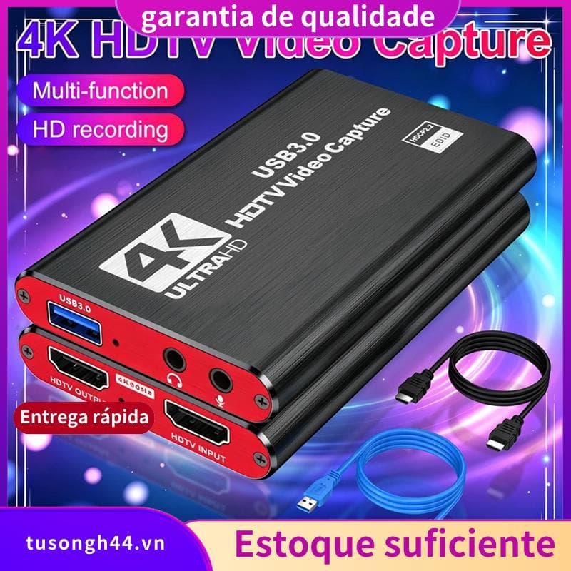 - Placa De Captura De Vídeo USB 3.0 4K 1080P HD Recorder Grabber Para PC Suporte De Microfone Jogos jimarnoldbr