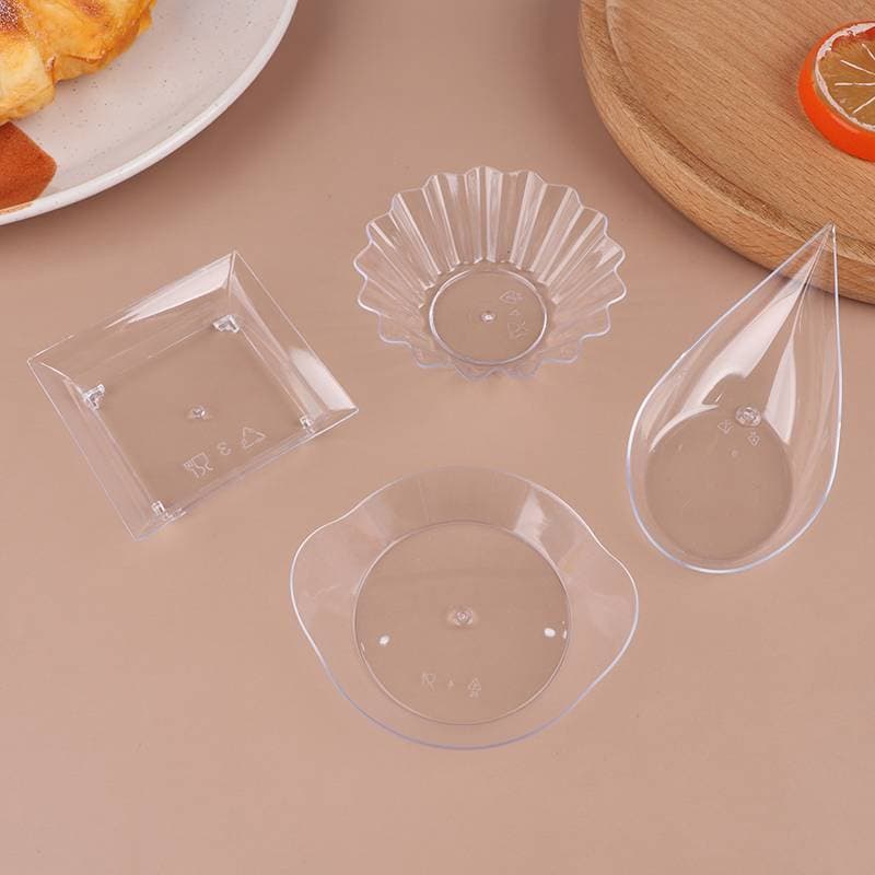 Quente > 10 Pçs Transparente Mini Pratos De Aperitivo Copo De Sorvete Plástico Frutas Doces Bolo Geléia Iogurte Mousse S