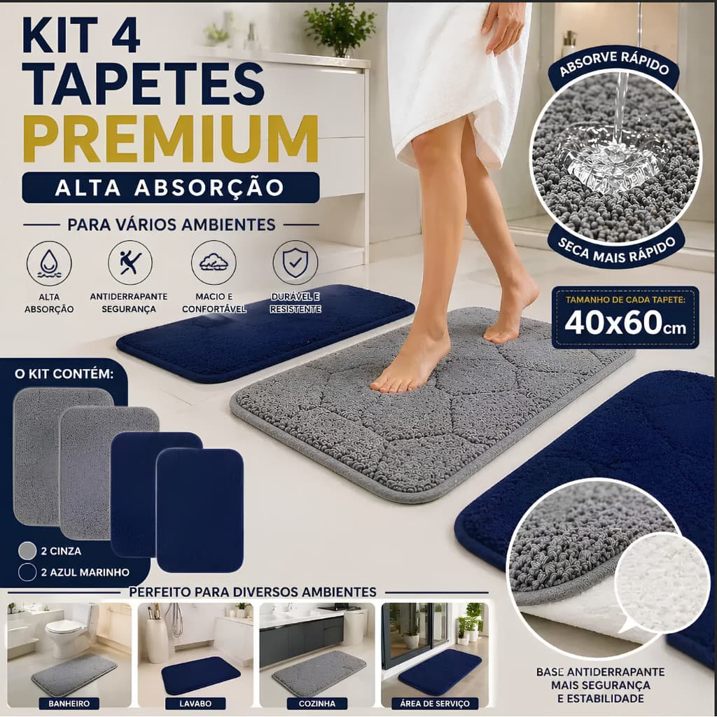 Conjunto de tapete de banheiro 4 incrível
