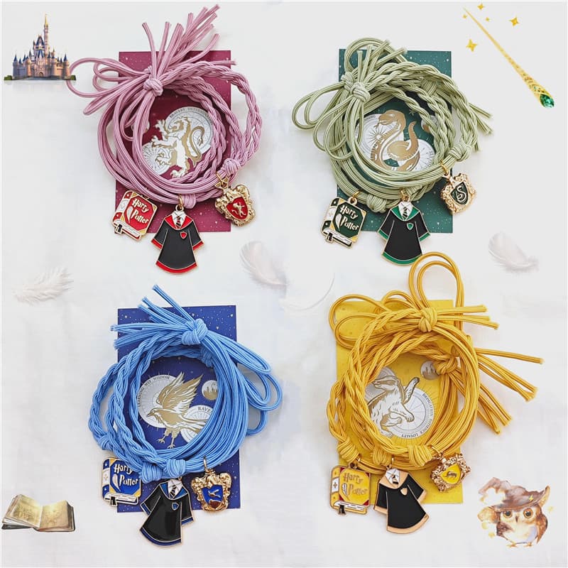 2026 novo estilo Harry Potter corda de cabelo magia faculdade acessórios para o cabelo um conjunto de três sonserina Gle