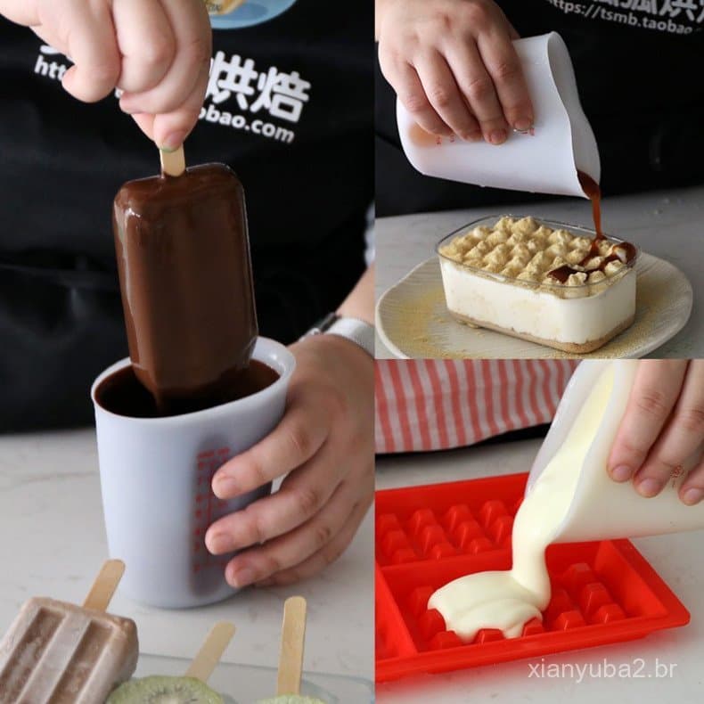 Copos Medidores de Silicone Walfos 500ml, Colher Medidora, Utensílios de Cozinha para Confeitaria XJAG