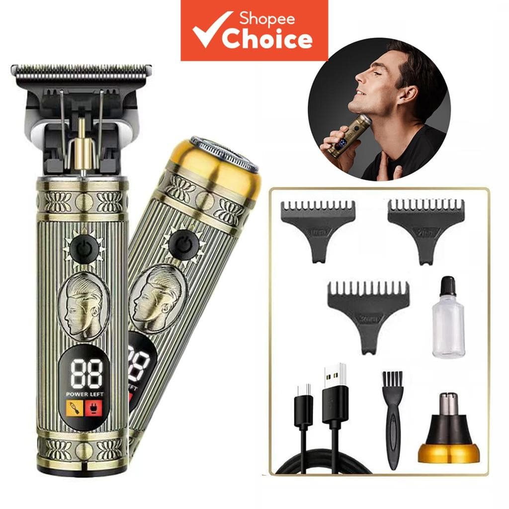 Kit de barbeador e aparador de pelos portátil para homens, mini aparador de barba recarregável