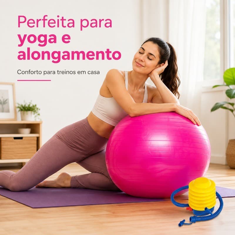 Bola suíça de Pilates (bola de ioga) 65 cm, adequada para treinamento funcional, ioga e fisioterapia, bomba de ar grátis