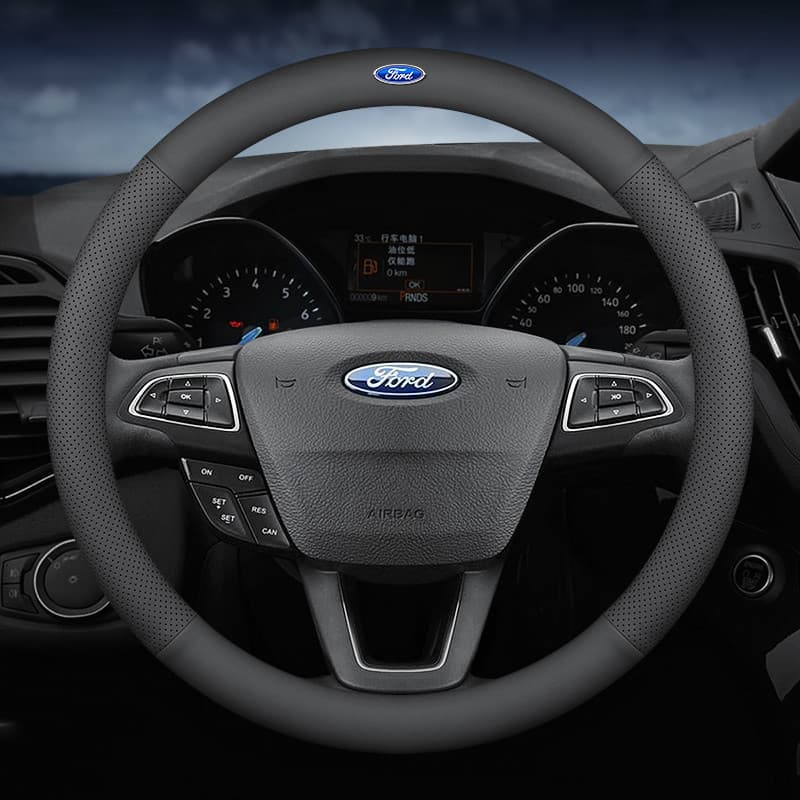 Para Ford Ranger Raptor T6 T7 WL Everest Focus Escape Mustang Ecosport Capa de Volante de Couro Acessórios para Carro