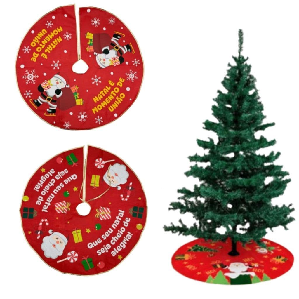 Enfeite Saia Para Árvore de Natal Papai Noel Tapete Base Decoração Natalina