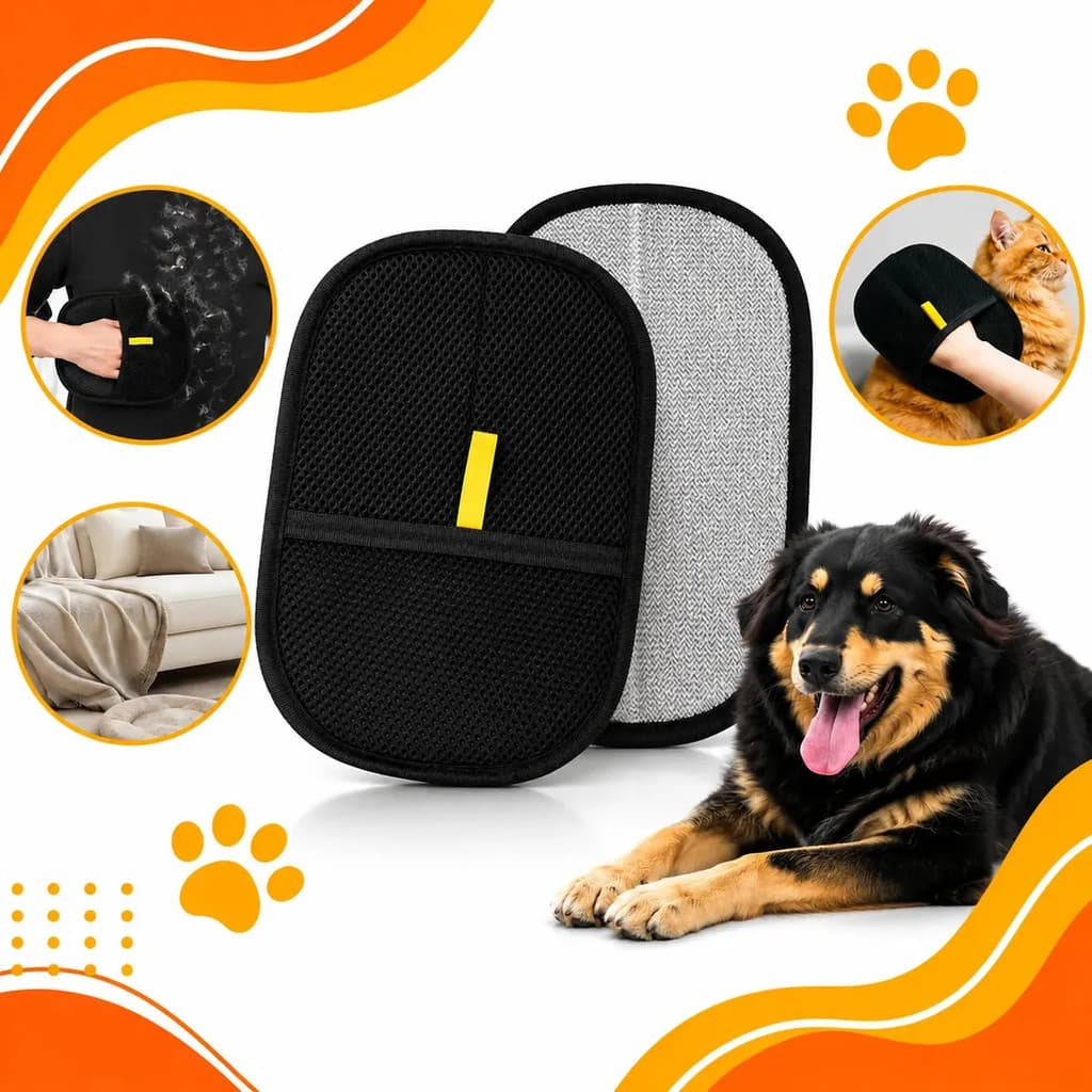 Luva Removedora de Pelos Cães e Gatos Escova Pet Massageadora para Banho e Higiene