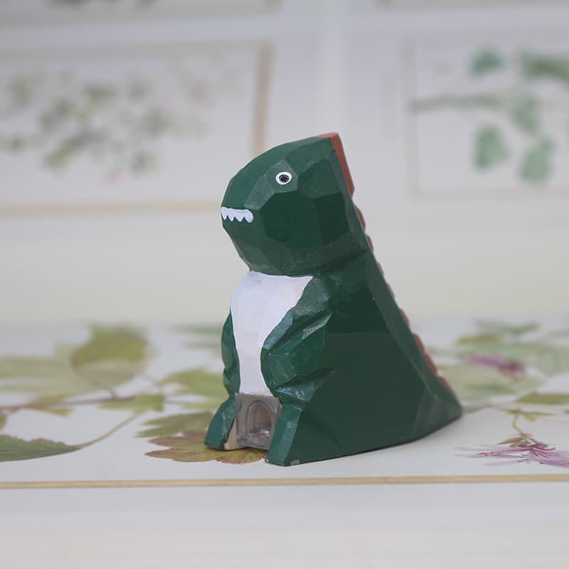 Estoque pronto Aoki Fan Apontador de lápis de dinossauro de madeira Presente de papelaria criativo Apontador de lápis Ma