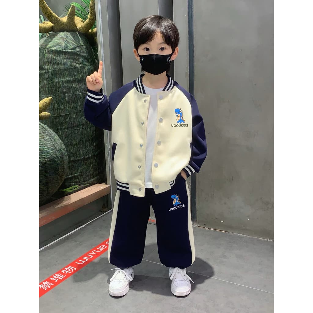 Meninos primavera terno 2026 novo estilo crianças legal bonito uniforme de beisebol jaqueta de duas peças bebê primavera