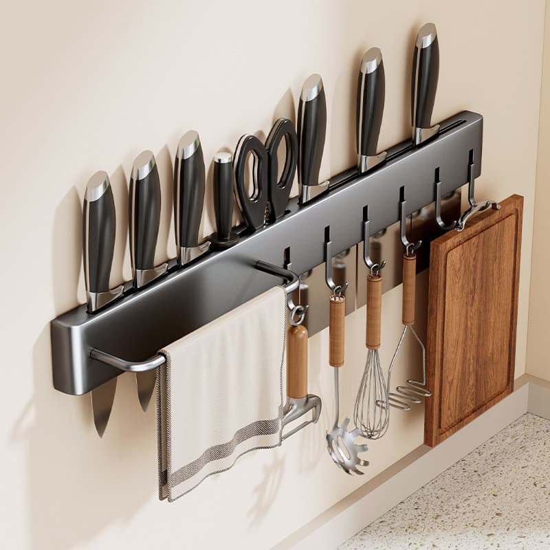 Prateleira para facas de cozinha 2026 Novo estilo de cozinha multifuncional montado na parede Rack de armazenamento de f