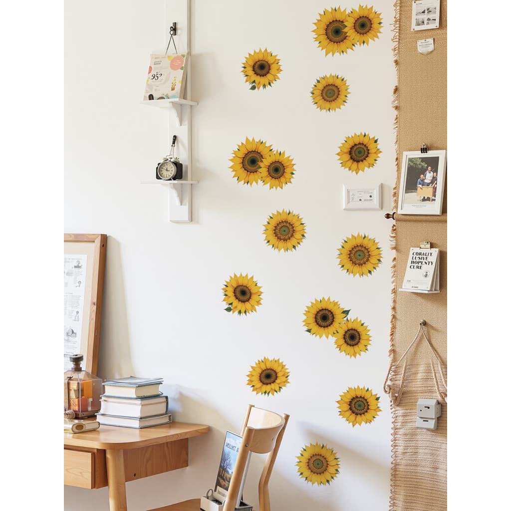Pequeno girassol adesivos de parede auto-adesivo geladeira armário decoração da parede adesivos capa bloco feio buracos