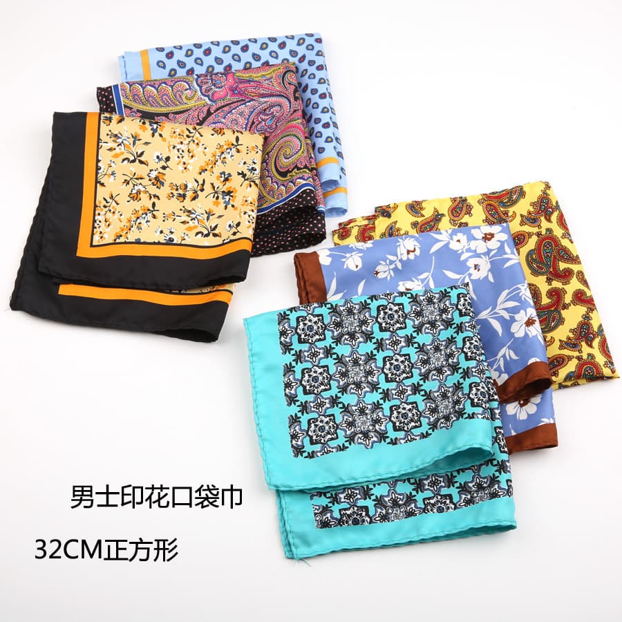 Lenço de bolso lenço masculino terno pequeno lenço quadrado de seda vermelho de bolso impresso para