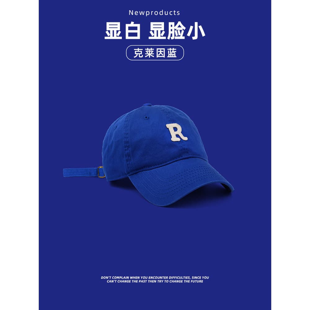 R letra Klein azul chapéu boné de beisebol masculino feminino ins tendência primavera outono aba curva novo estilo