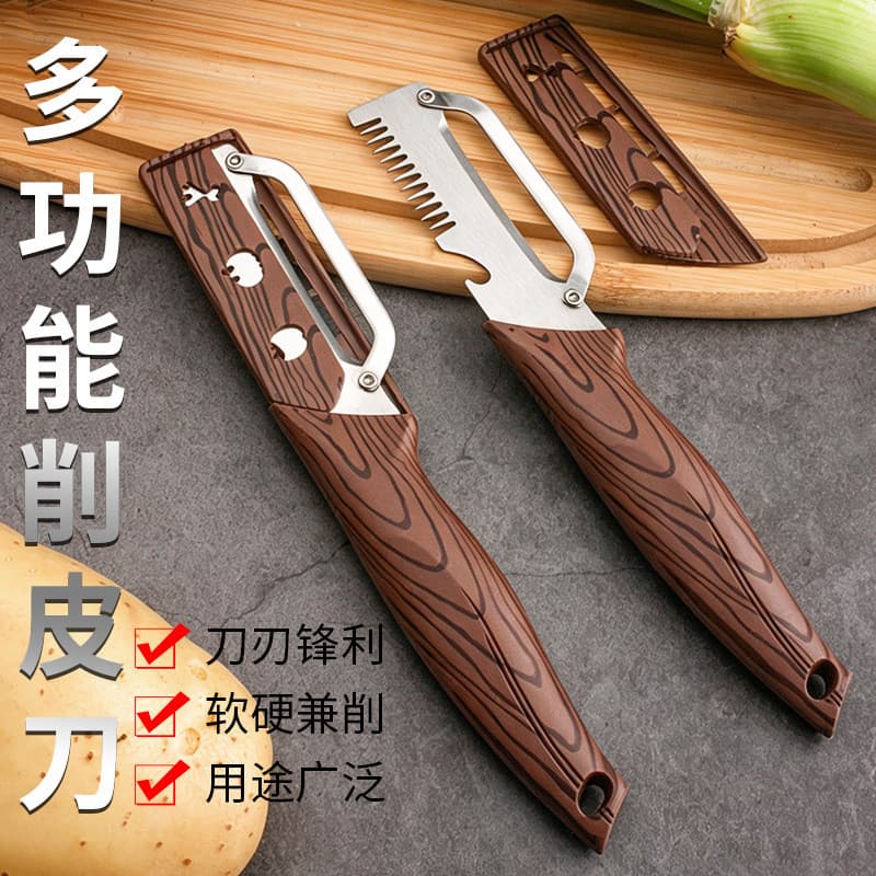 Utensílio de cozinha multifuncional em aço inoxidável para uso doméstico, descascador de frutas reforçado, ferramenta es