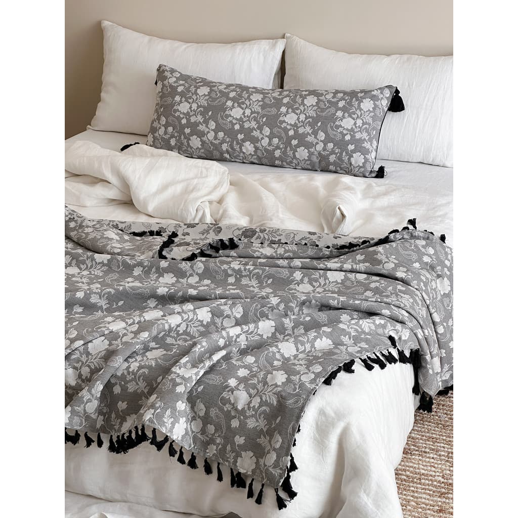 Ins Retro borla estilo quatro estações capa de cama cobertor High-End textura sentir algodão linho Jacquard sofá toalha