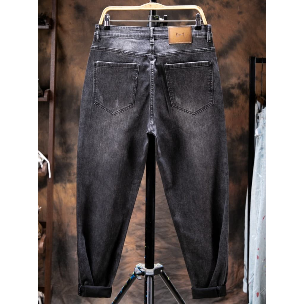 2024 primavera calças gordas soltas tamanho grande mais gordura Extra grande alta elástica reta calças masculinas Jeans