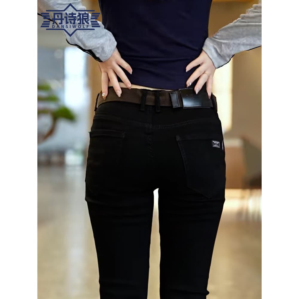 Calças de brim 2026 novo estilo masculino em linha reta magro-ajuste preto Casual calças masculinas verão calças finas m