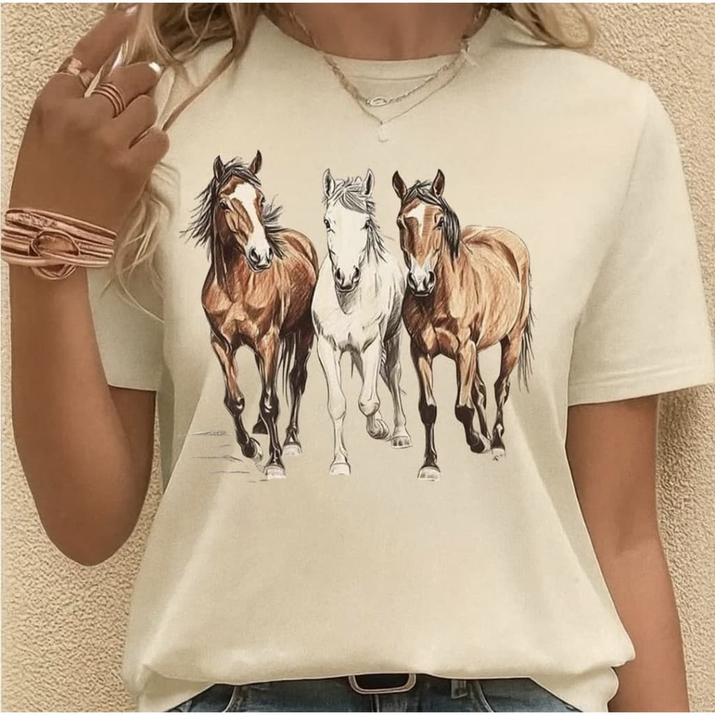 Camiseta Blusa T-shirt Feminina Estampa Country Boiadeira CowGirl Cavalo Rodeio Muladeira Estilosa