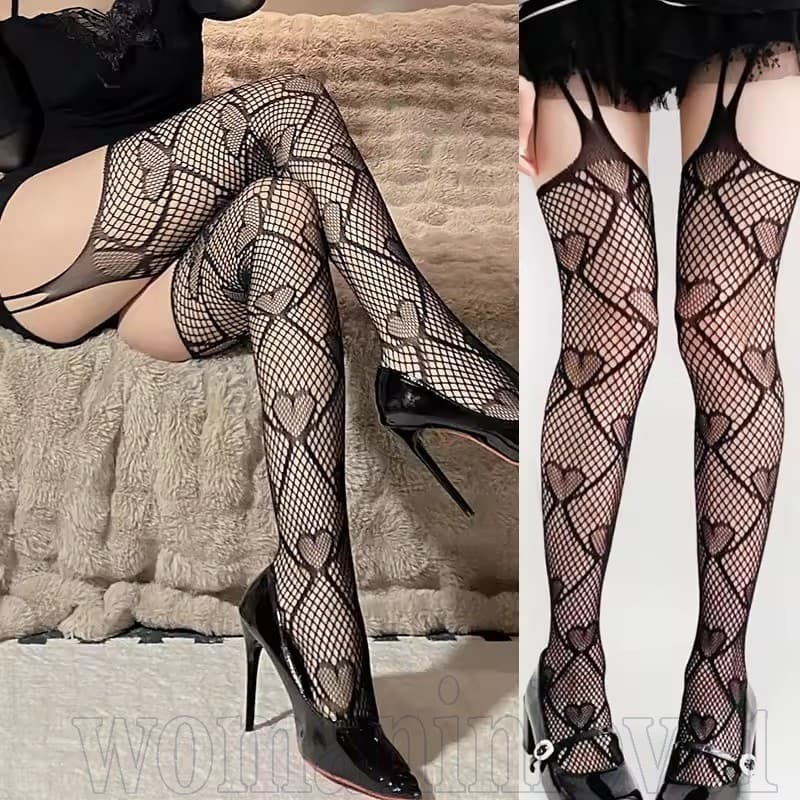 Meias Arrastão Femininas De Cintura Alta – Anti-Gancho , Elástico , Respirável Estilo Japonês , Y2K , Punk Meia-Calça De