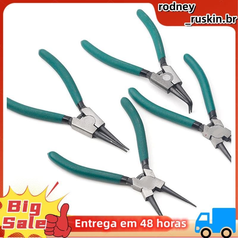 Conjunto De Alicates De Anel De Pressão De 4 Unidades , 7 Polegadas Com Mandíbula Reta/Curvada , Alicate Mola Resistente