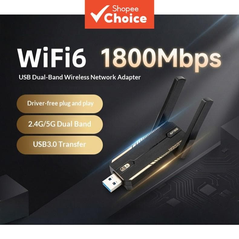 Adaptador USB WiFi 6 AX1800 de Banda Dupla 2.4Ghz até 5Ghz USB3.0 Dongle Receptor de Rede Wireless para PC Laptop