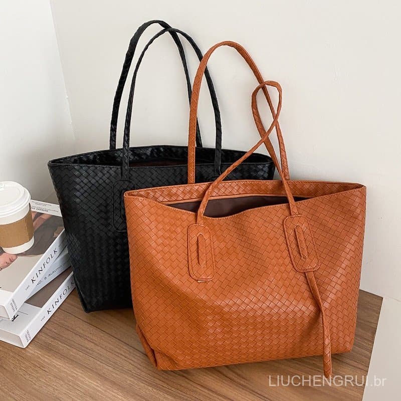 Bolsas simples de grande capacidade para mulheres, nova moda 2020, bolsas de ombro trançadas e elegantes TZMB
