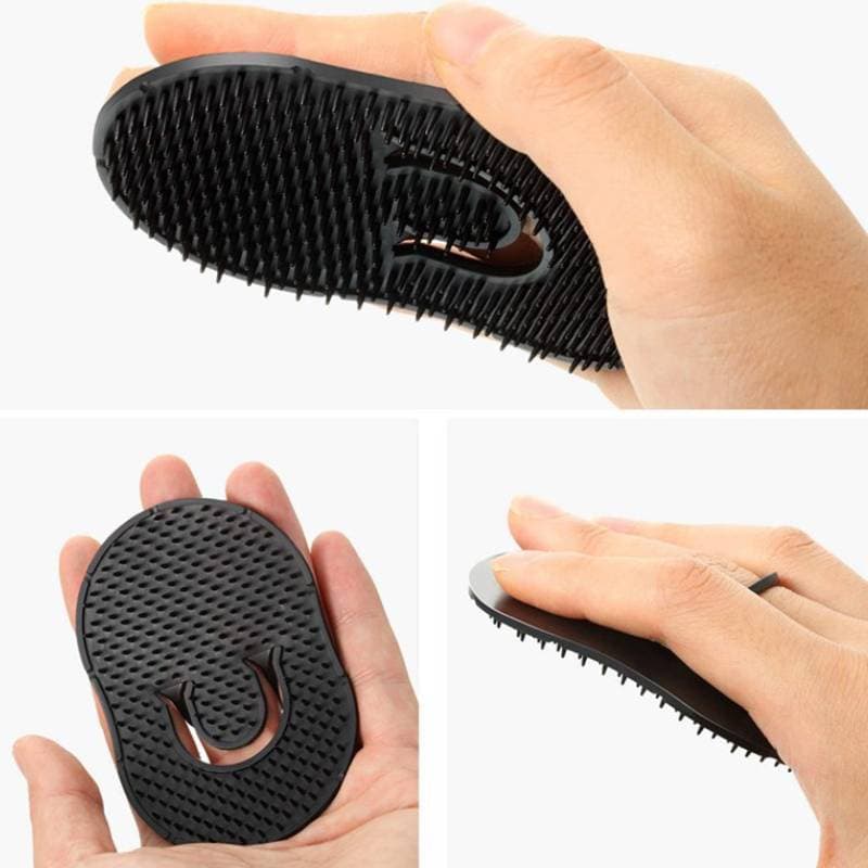 [lovego] 1 Peça Pequena Escova De Cabelo Redonda Poeb Masculino Barba Bigode Palma Viagem Massageador De Couro Cabeludo