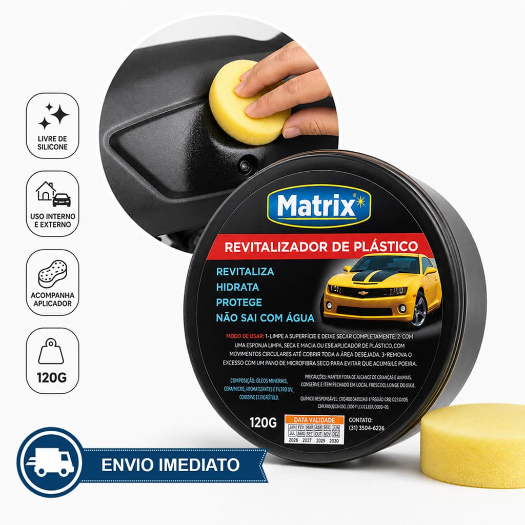 Revitalizador Plástico Automotivo Cera Matrix Parachoque Carro Moto Original Com Aplicador