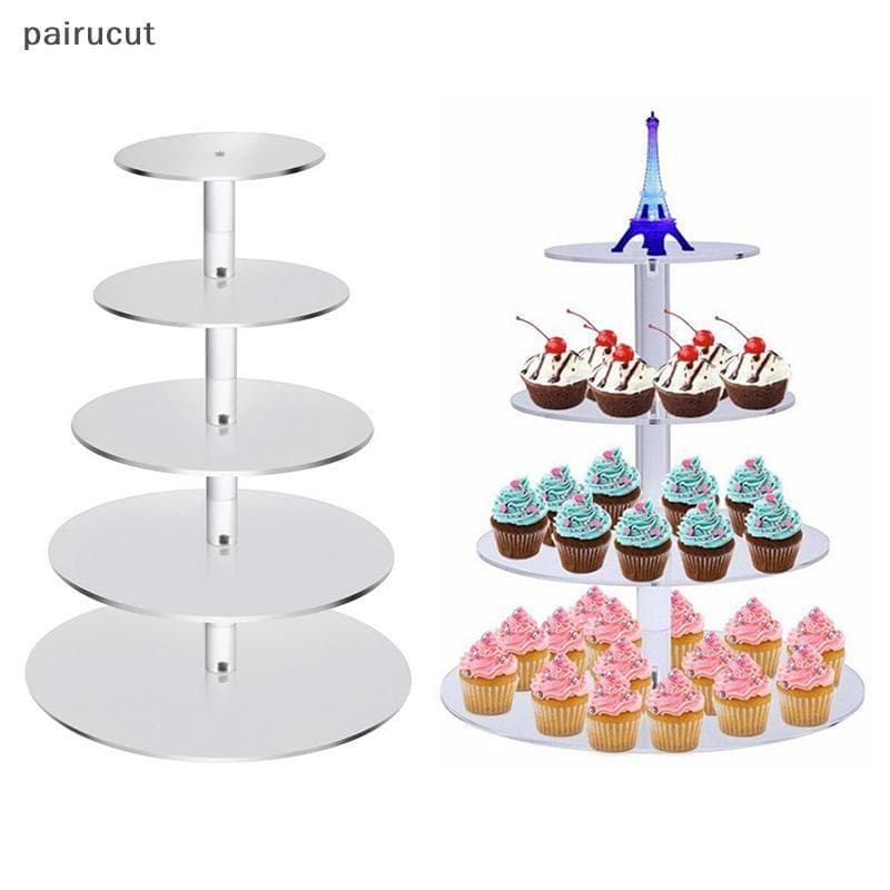 Uiu Suporte De Bolo Acrílico Transparente De 6 Camadas Para Festa De Aniversário De Casamento Expositor Ui