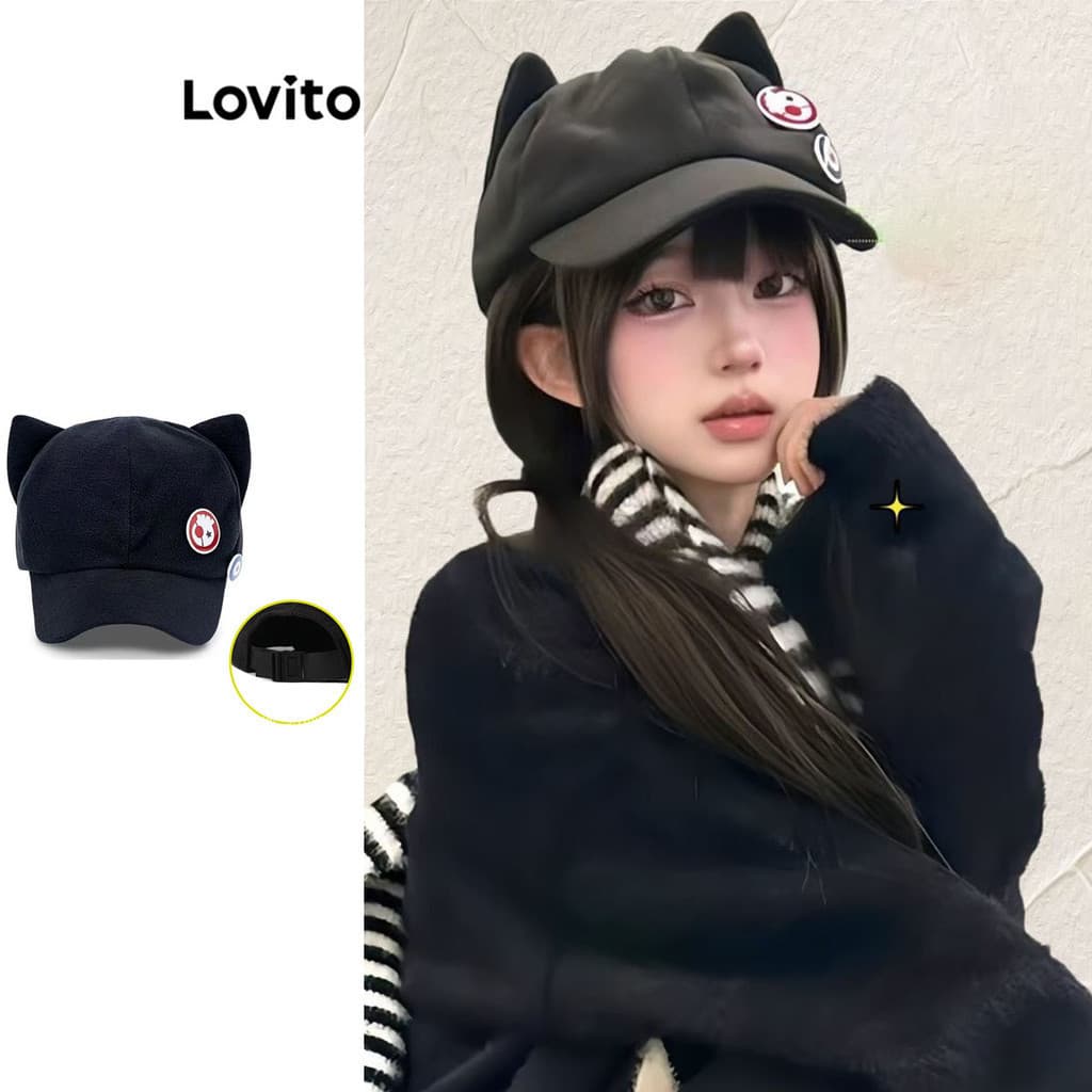 Chapéu Casual Com Orelhas De Gato Lisas Eva Chapéu Fofo Para Mulheres LFA42217