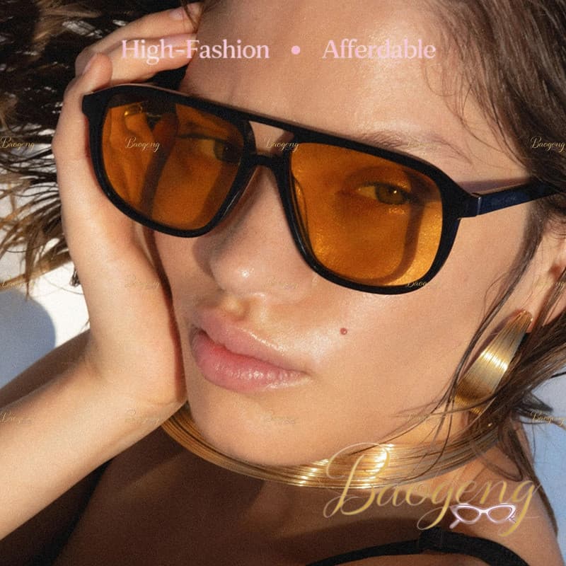(BAOGENG) UV400 Euro-American Y2K Retro Aviator-Inspirado Óculos De Sol Grandes Unissex , Da Moda Para Ele , Suas Viagen