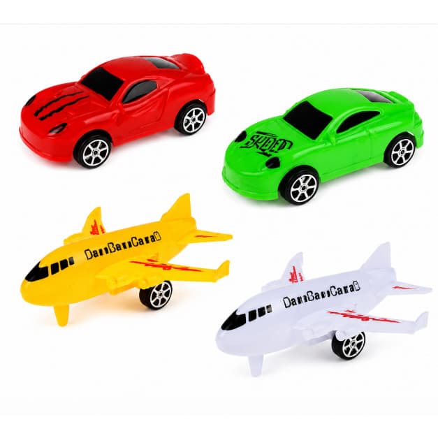 Kit 2 Carrinhos e Aviões Infantil – 2 Kits com 2 Carrinhos + 2 Aviões, Total 8 Brinquedos