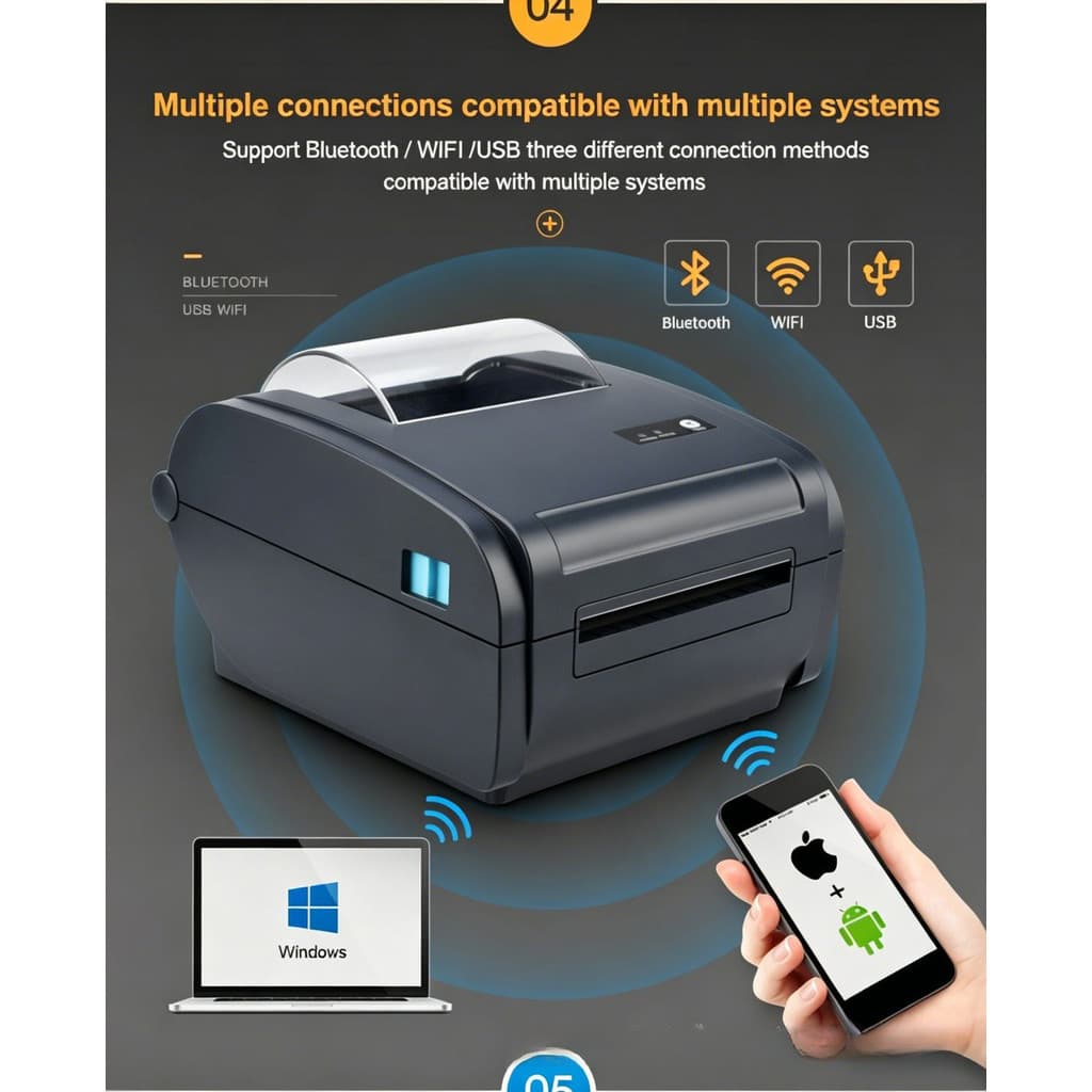 Impressora De Código De Barras , Térmica Autoadesiva Para Envio Bluetooth