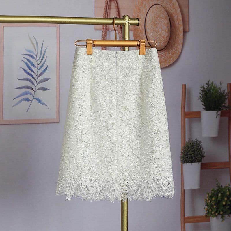 Pequena saia de renda branca feminina curta saia de renda branca saia curta de renda branca linda roupas femininas loja
