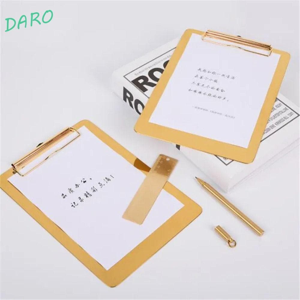 Prancheta De Escrita Dara , Organizador De Papel De Aço Inoxidável Dourado , Pasta De Arquivo Estacionária Para De Assin