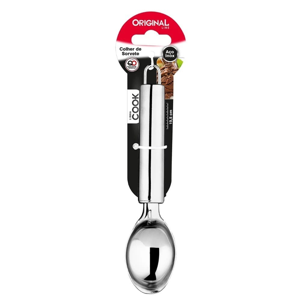 Colher Concha para Sorvete Profissional Aço Inox 18,8 cm