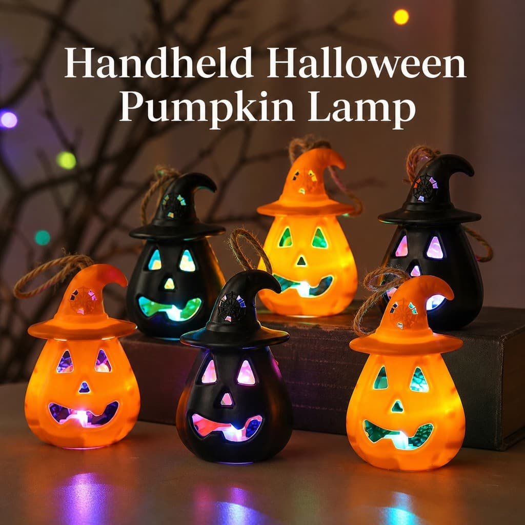 Lanterna Portátil De Bateria Para Decoração De Abóbora De Halloween Configuração De Mesa E Janela De Festa