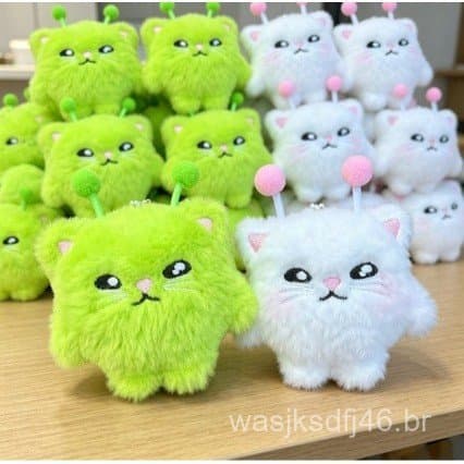 Conjunto de 2 peças: Chaveiro de Pelúcia de Gato Alienígena Fofo, Pingente de Boneca de Pelúcia Kawaii, Decoração para M