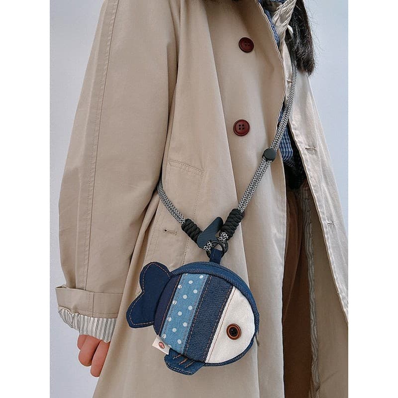 2026 novo estilo de três cores remendo palhaço moeda bolsa 2026 bonito All-Match Mini pequeno saco Denim dos desenhos an