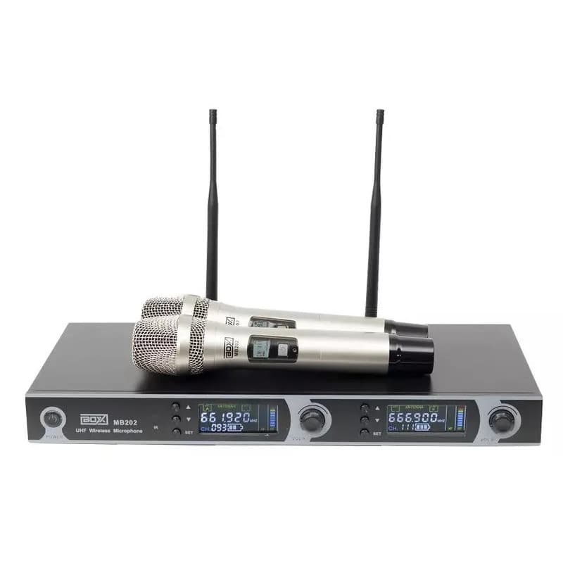 Microfone Sem Fio Duplo Boxx MB202 Uhf Profissional 200 Canais *