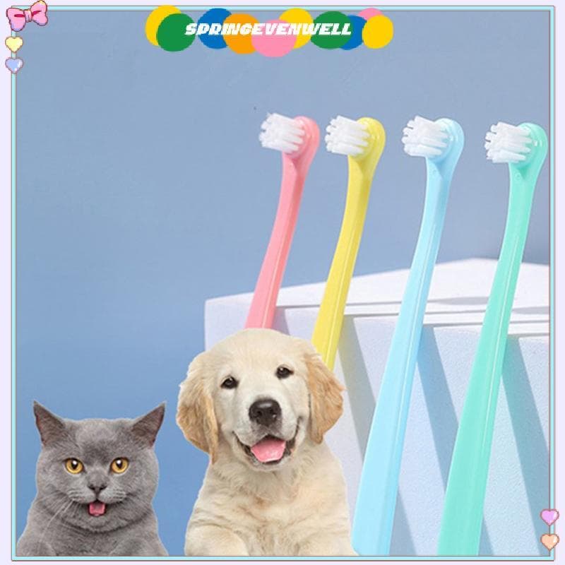 [springevenwell] Escova De Dentes Para Cães Limpeza De Cabeça Pequena Ferramentas De Animais De Estimação Gatos Produtos