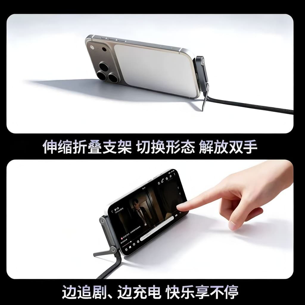 Item em Destaque: Suporte Multifuncional para Telefone com Carregamento Rápido de 240W e Cabo de Dados, Não Obstrui as M