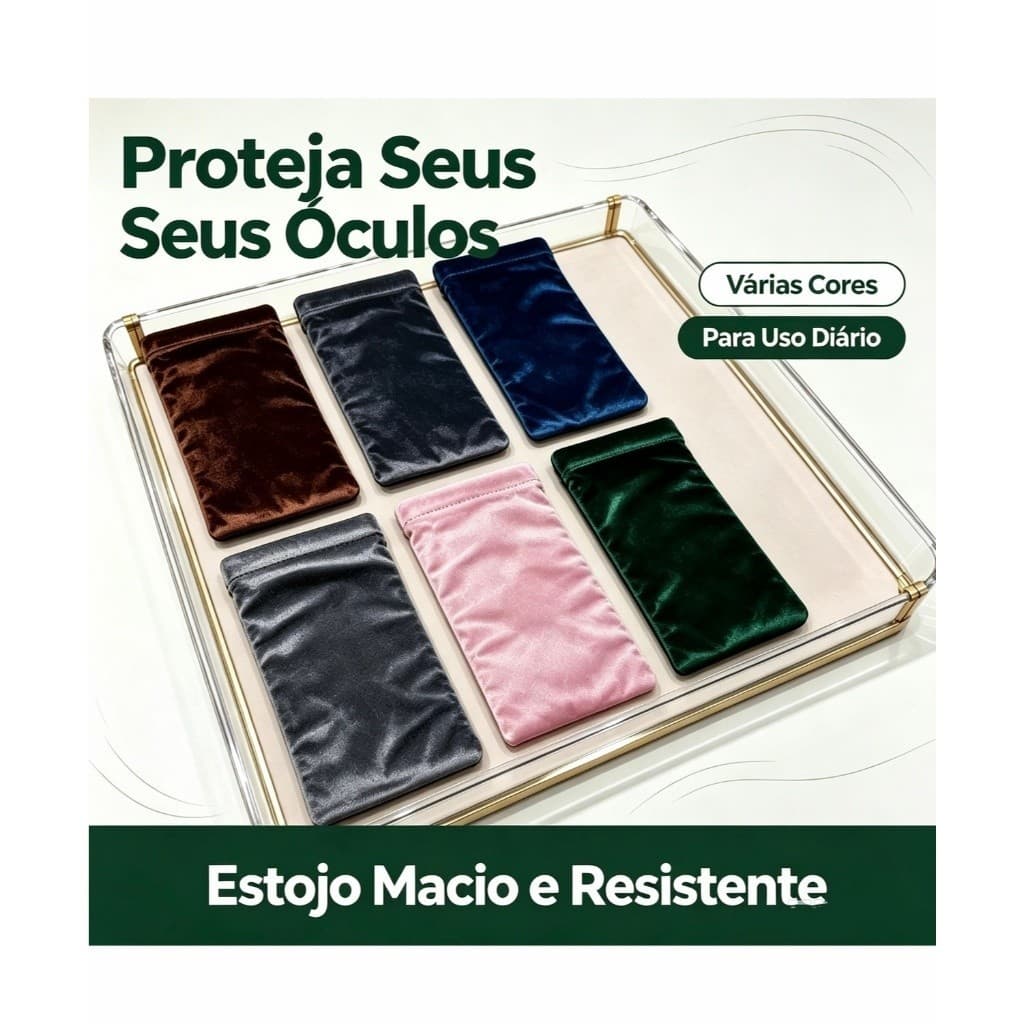 Bolsa de Veludo Premium para Óculos e Joias, Várias Cores, Acessório de Alta Qualidade Nova