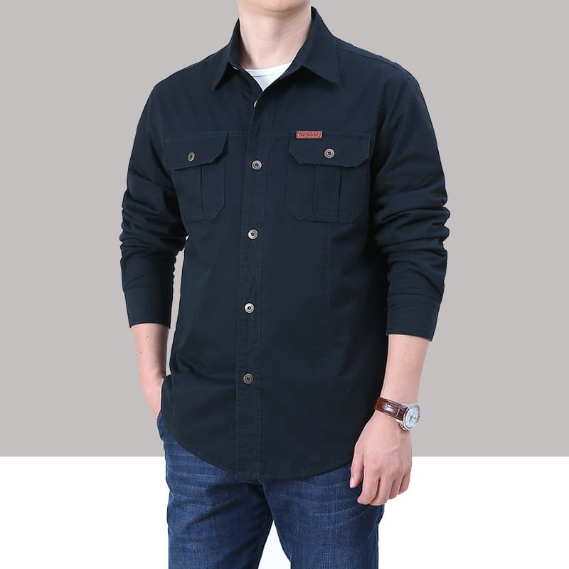 Camisa de forro de lã masculina Casual macacão de algodão topos outono inverno camisas gordas puro algodão manga comprid