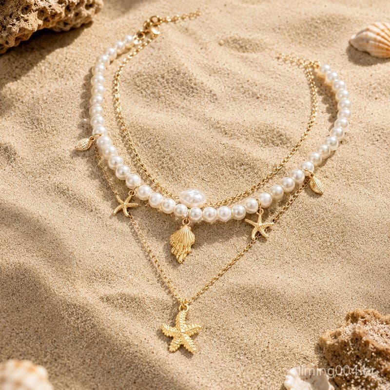 Colar Triplo de Sereia - Luxo Leve, Perfeito para Looks de Praia