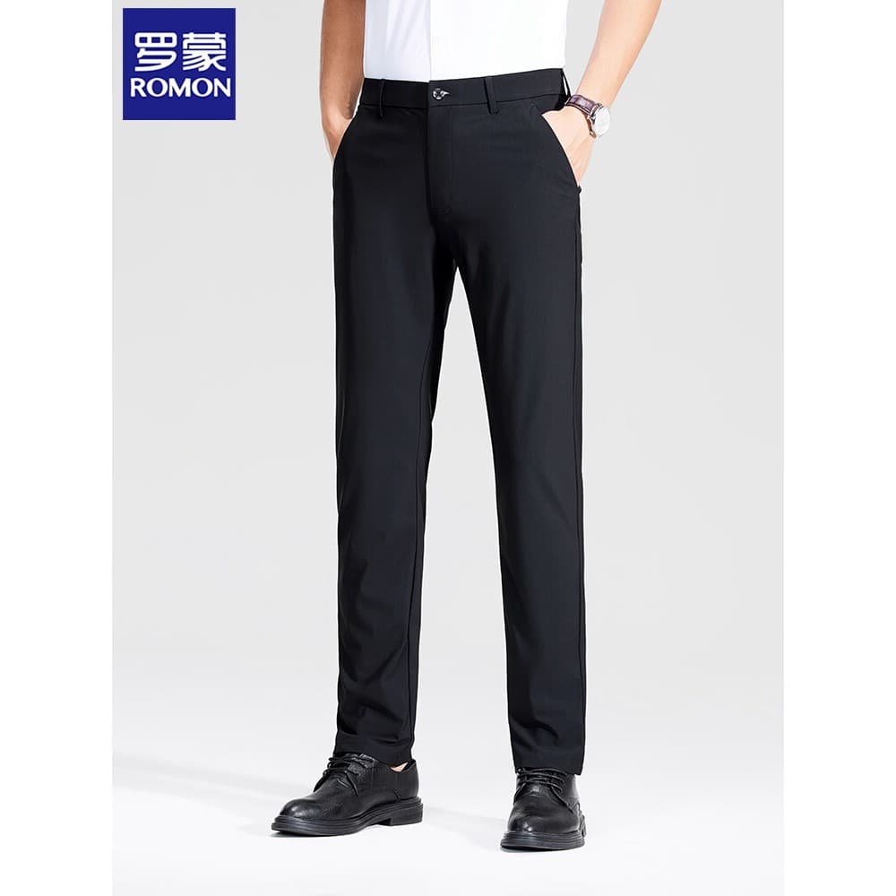 Lomon Deep-End Cintura Alta Masculina Solta Verão Legal Calças Casuais Estilo Fino Elástico Perna Reta 2024 Novo Estilo