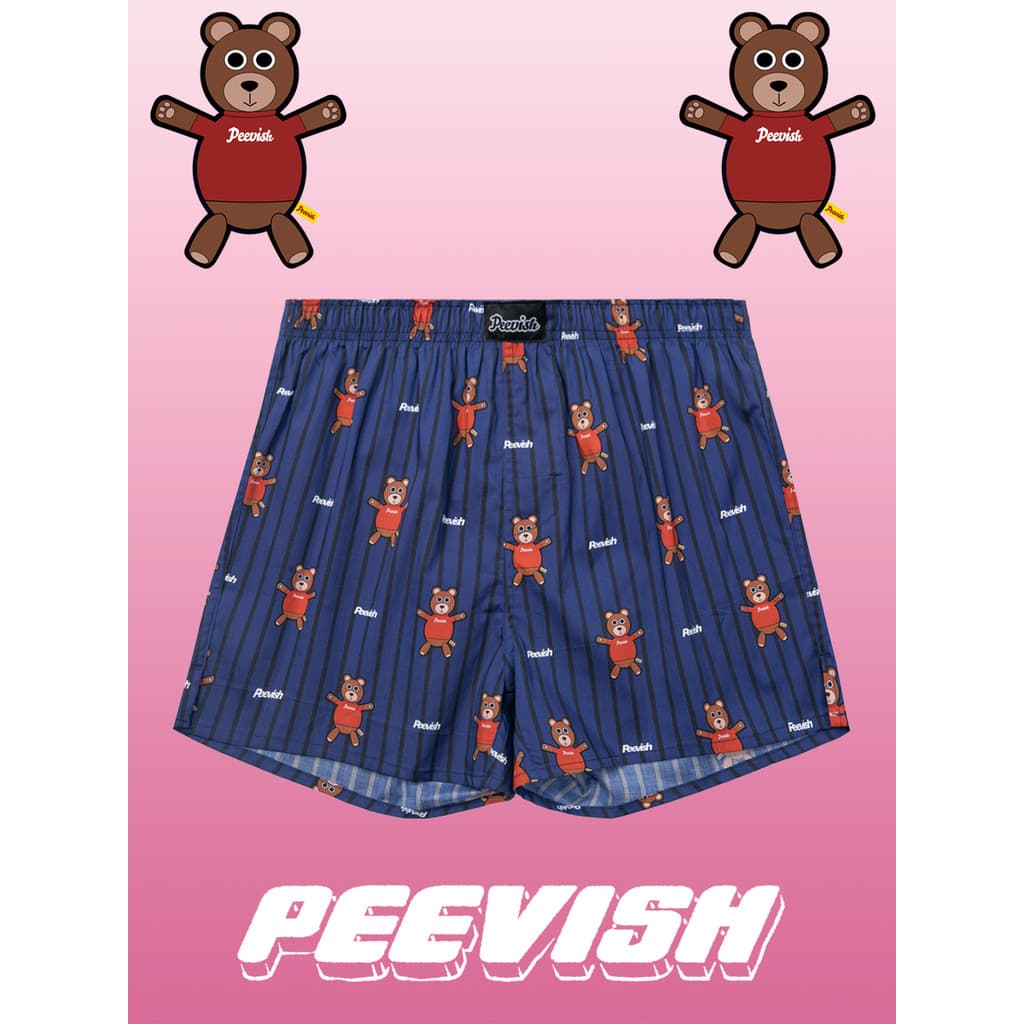 PEEVISH PEEVISH Calças de seta de algodão puro Roupa íntima solta Calças masculinas Calças de pijama curtas para casa fe