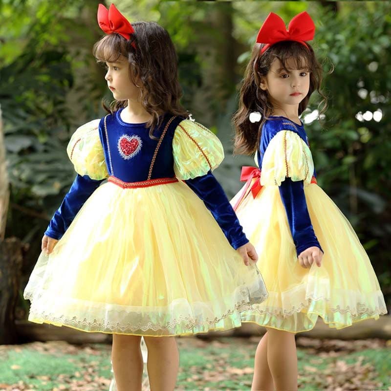Outono inverno novo estilo meninas vestido branco de neve Disney Halloween neve branco cos vestido inchado